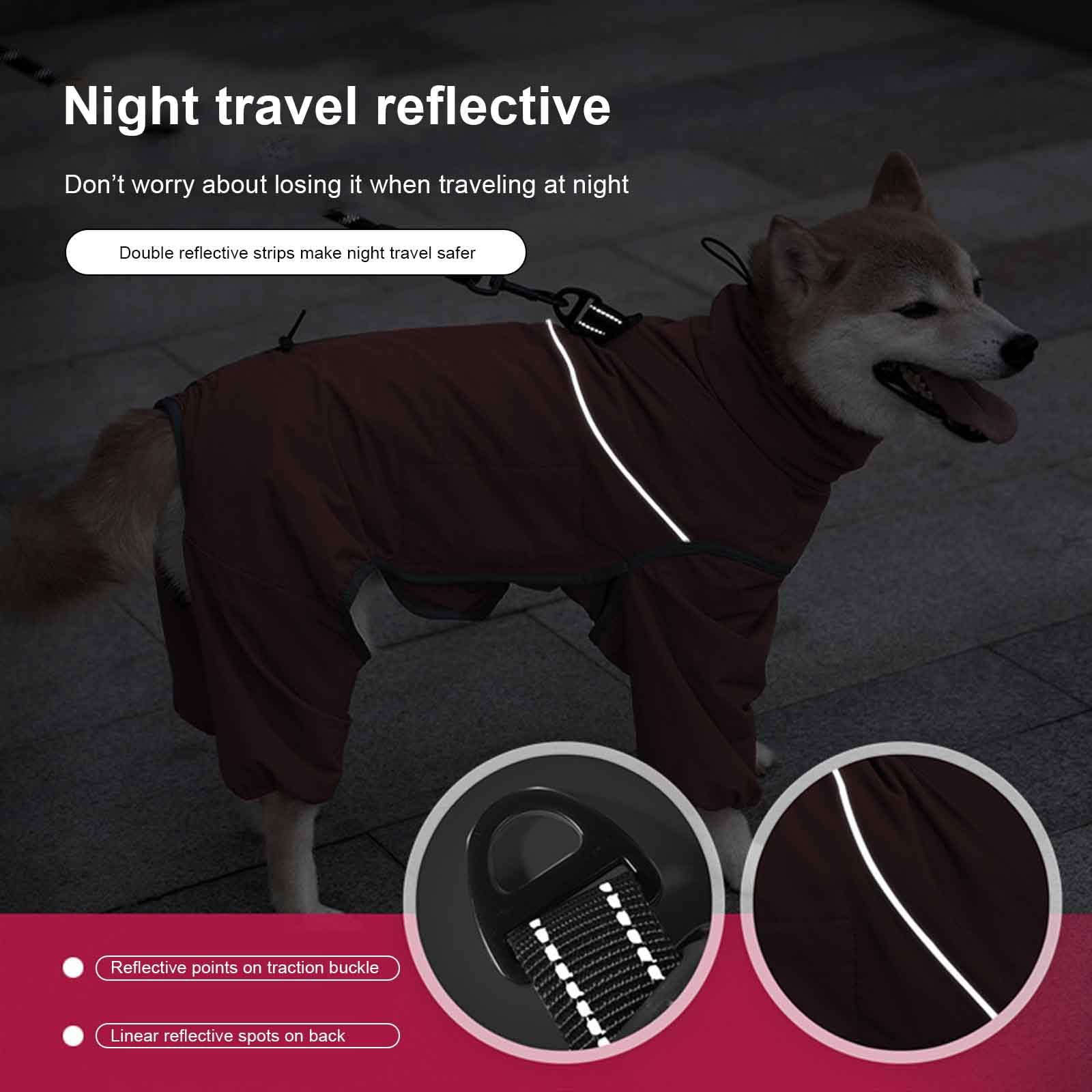 Veste matelassée imperméable pour chiens de taille moyenne et grande taille, design d'hiver réfléchissant, protection contre le froid avec jambes