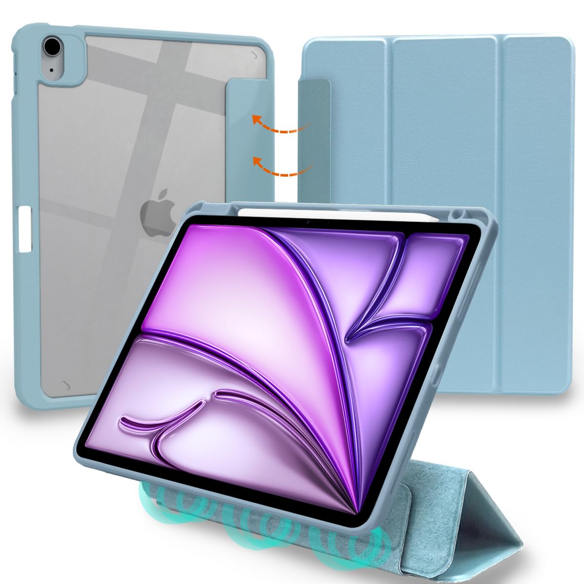 iPad Air 13" M3 M2 Case Pro 12.9 6th / 5th Generation LCD Cover Removable Pen Storage Cover Transparent Back Shockproof for iPad Air 13" 2025 2024 Pro 12.9" 6th Generation 5th Generation