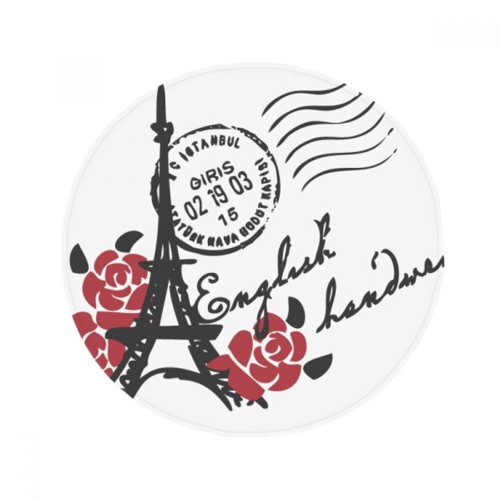 Tapis de sol rond Tour Eiffel France Paris style timbre antidérapant salle de bain cuisine 50cm