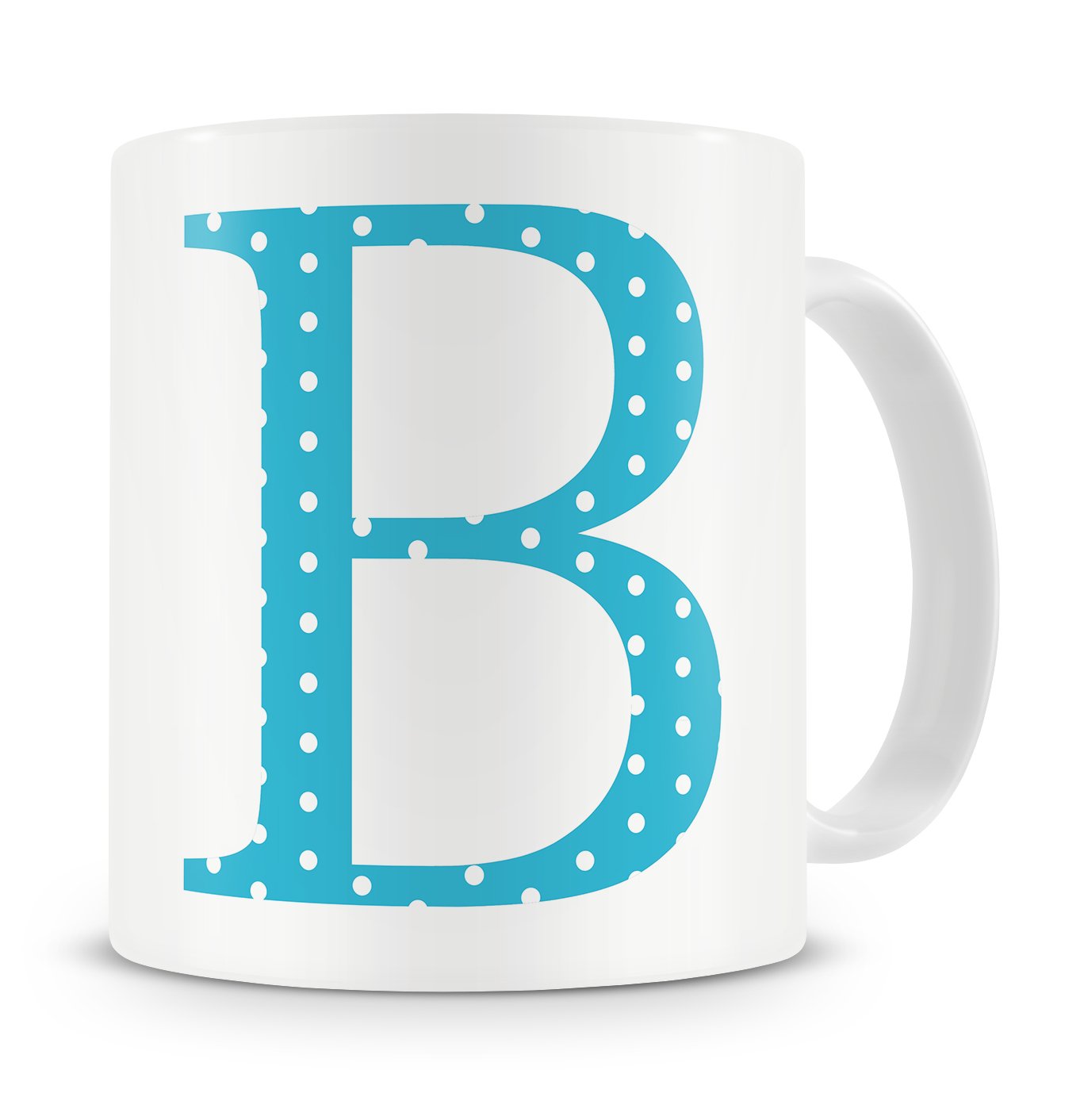 Givagift Blue Letter “B” Mug – Letter B Mug, B Letter Mug, B Mug – Mug Gift/Present – Polka Dot Style – Modern/Cool/Trendy Style Mug (Blue)