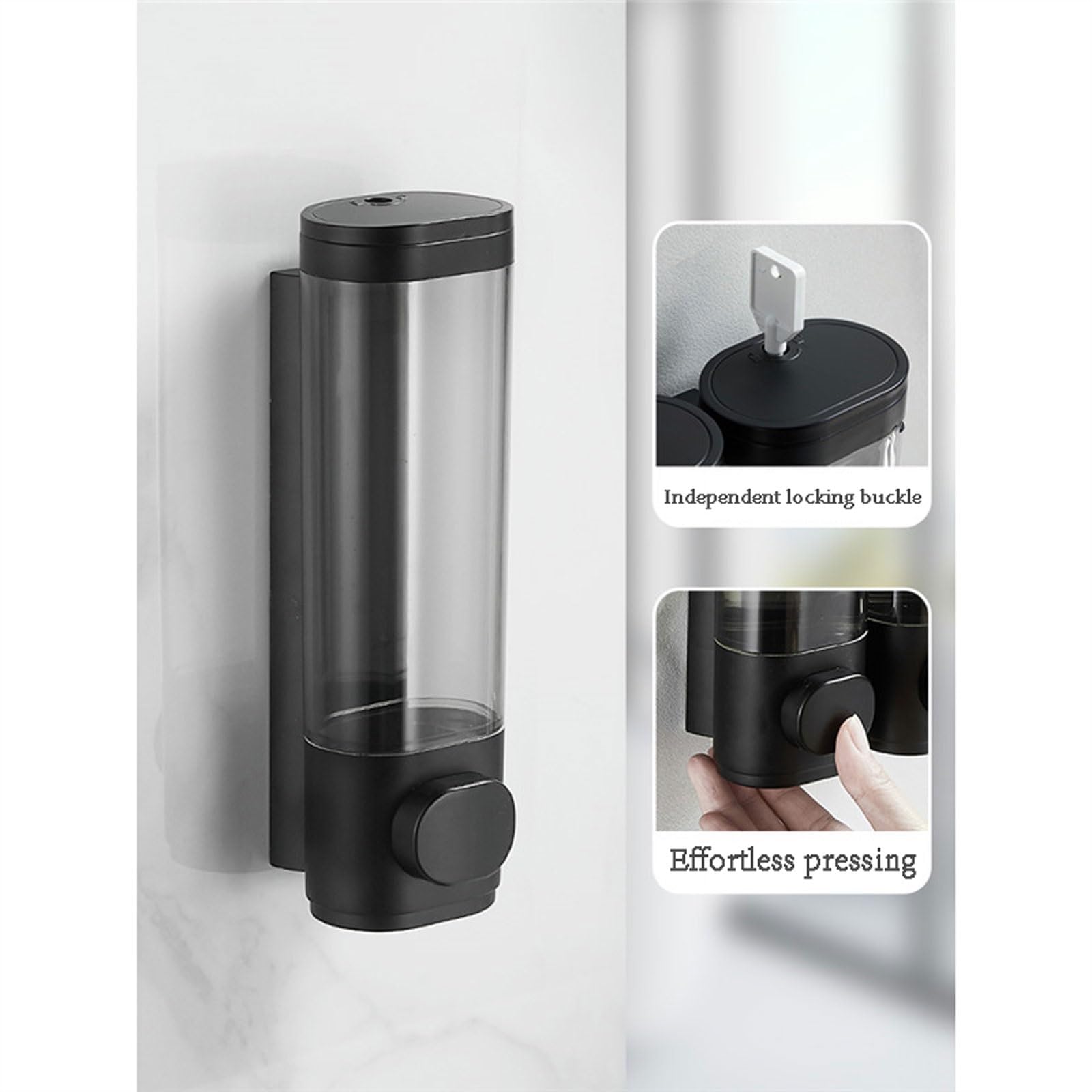 dispenser per sapone Dispenser di sapone a parete, contenitore Compatible with gel da 300 ml, flacone singolo/doppio, adatto bagni grande(Wit,Double head)