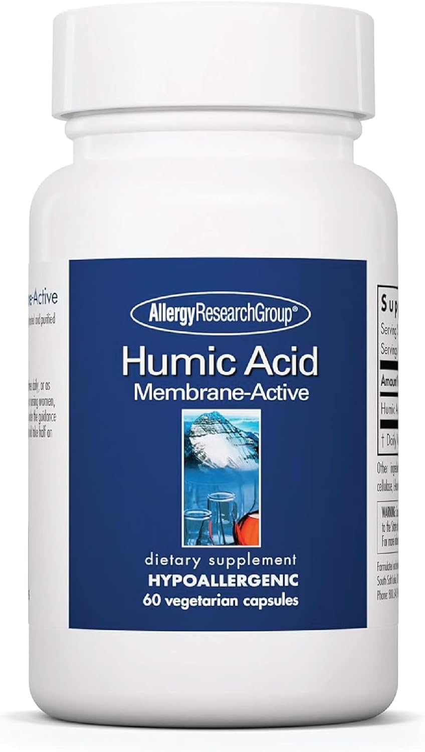 Allergy Research Group Humic Acid Supplement – Immune System Support, Humic Acid for Humans, 750mg Humic Minerals, Membrane-Active, Vegetarian Capsules – 60 Count