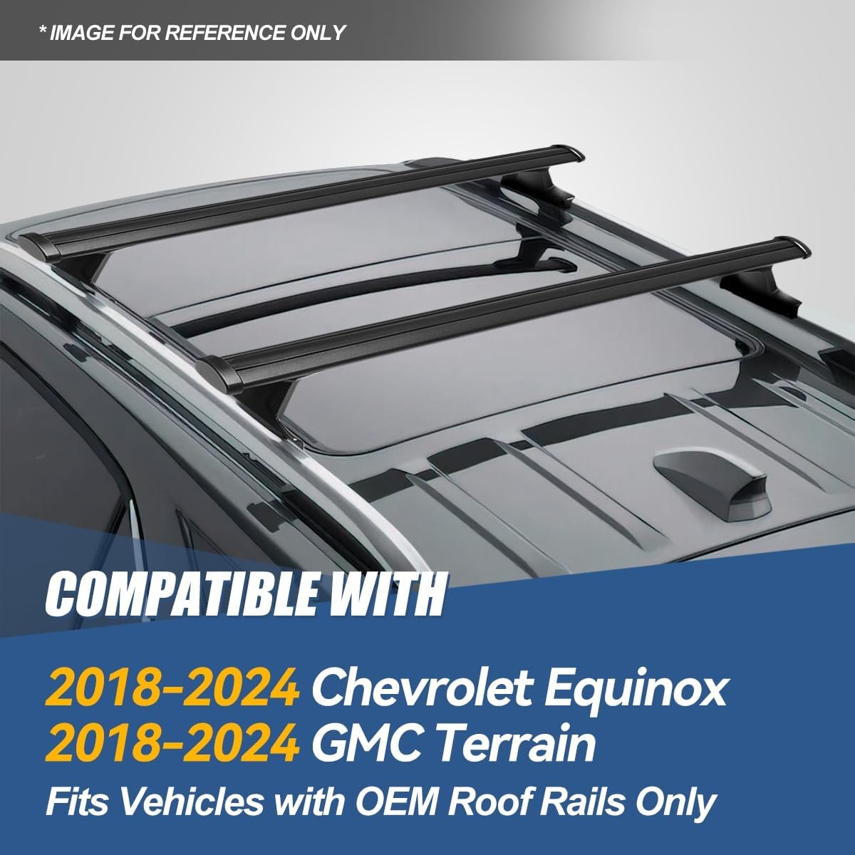 Auto Dynasty Roof Rack Cross Bars Compatible with 2018-2024 Chevy Equinox GMC Terrain, 165lbs Rooftop Cargo Bars Aluminum Anti-Corrosion Roof Rails for Luggage Bike Kayak Racks