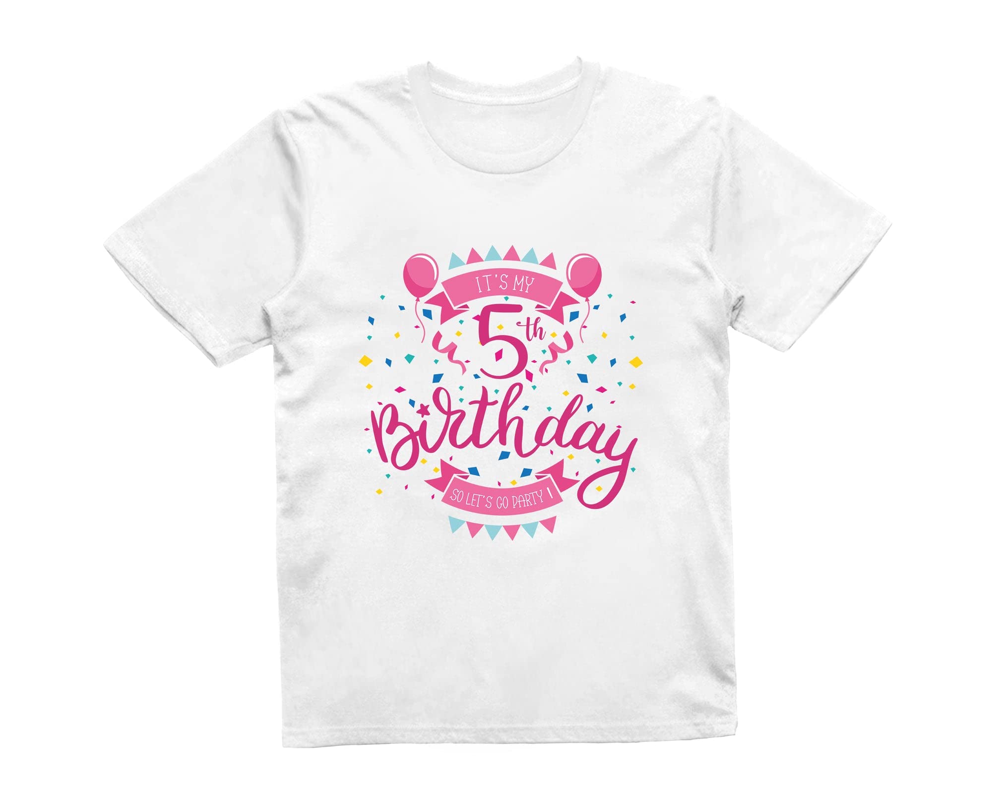 Reality Glitch Girls White It's My 5Th Birthday Kids T-Shirt (, 3-4 Years)