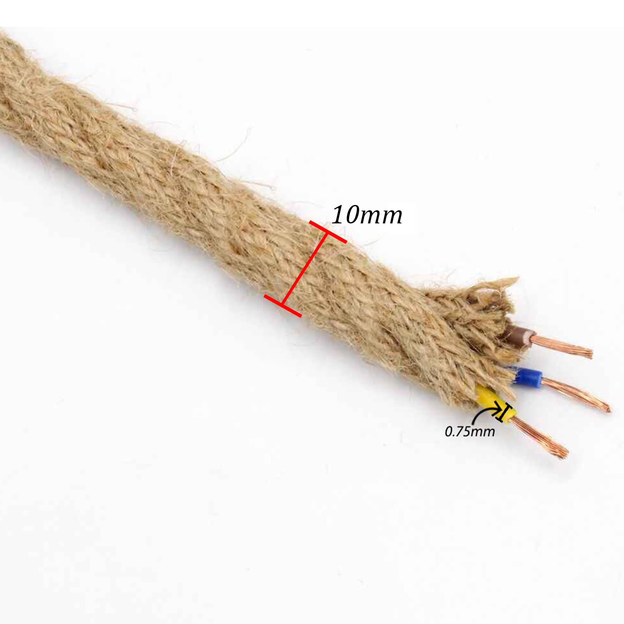 LEDSone 5 Meter Vintage 3 Core Twisted Light Flex Cord For Lamp Fabric Covered Wire Italian Braided 0.75 Mm Electrical Cable Flexible Wire (Light Brown - View #2