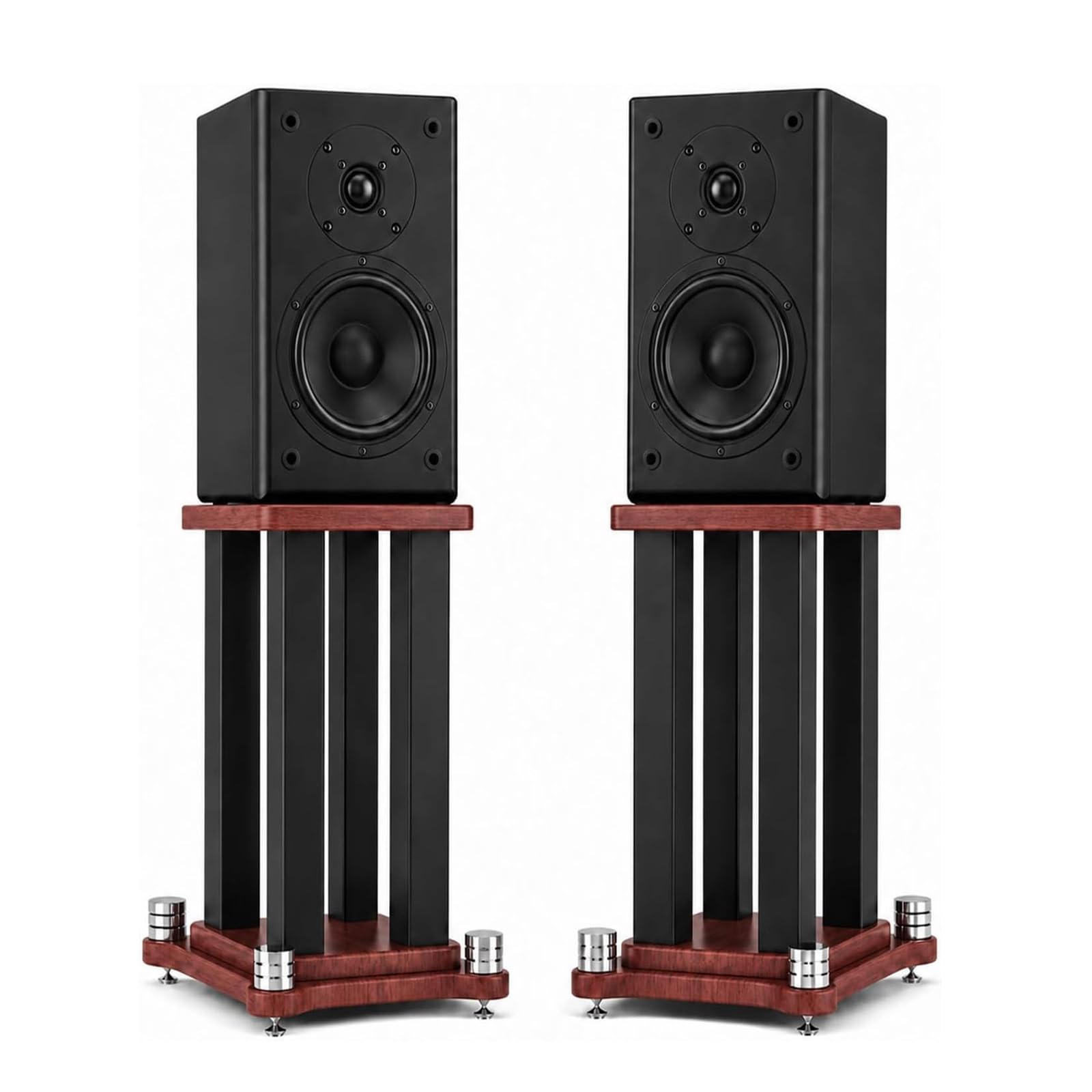 Soportes de suelo para altavoces universales en acero negro para cine en casa par de 60cm