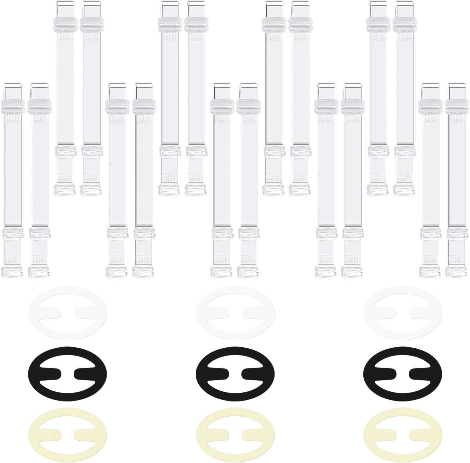 18 PCS Clear Bra Straps & Bra Strap Clips - 9 PCS Adjustable Shoulder Straps+9 Pcs Strap Clips, Bra Clips to Make Racerback and Invisible Bra Straps for Tank Tops & Dresses
