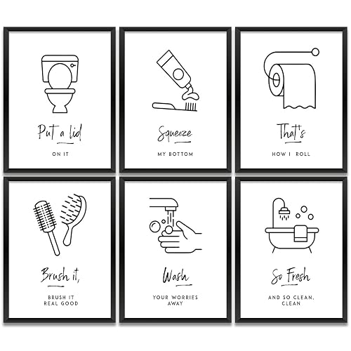Gubrandin 6PCS Funny Bathroom Wall Art Bathroom Decor Bathrooms Accessories