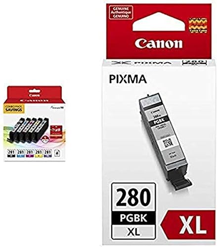 Canon CLI-281 BKCMYPB Paquete combinado cuadrado de 20 hojas de 5 x 5 pulgadas compatible con TS9120 Series, TS8120 Series, TS8220 y Ink PGI-280XL