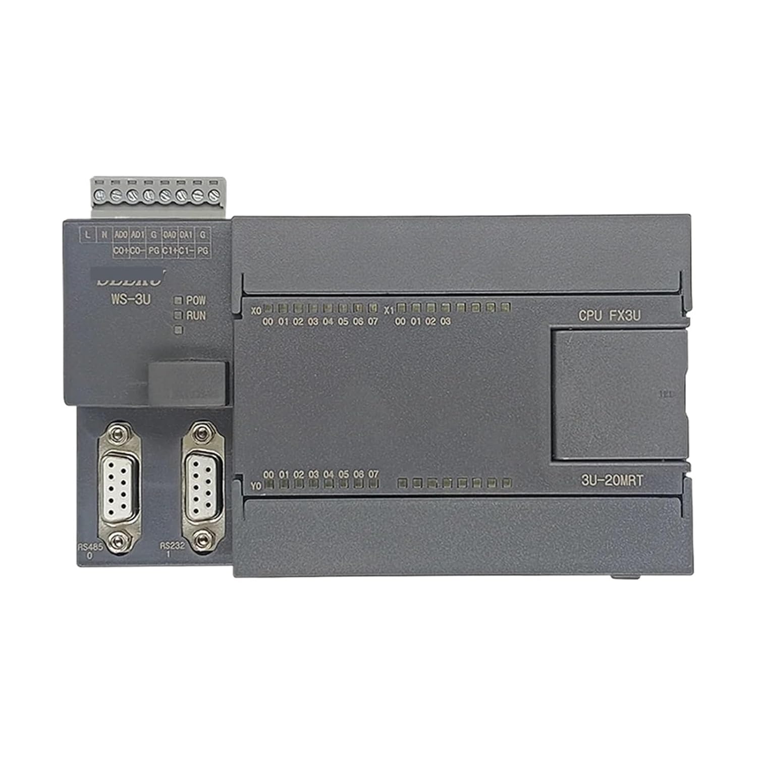 1pcs 2CH 60K Counting FX3U-32MT 32MR 32MRT PLC 16 in 16 Out Anolog 2AD 0-10V 2DA 485 PT100 K thermocouple(3U-32MR-PT100)