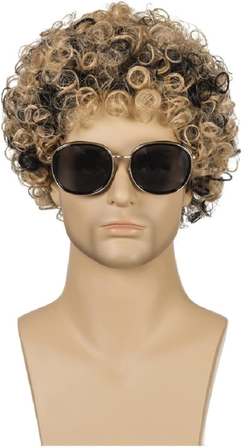 Wigs Short Wig for Men Curly Hair Synthetic Cosplay Costume Party Wigs Rock Style Fiber Hair Wig