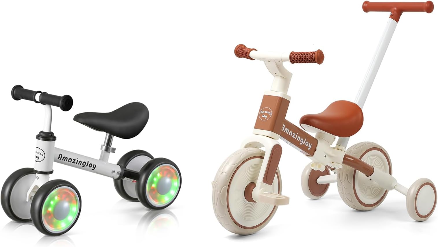 AmazingJoyToddler Toys for 1 Year Old Boys Girls First Birthday Gifts Age 1-2,Colorful Lighting Baby Balance Bike 4 LED Silence Wheels 6 in 1 Baby Balance Bike for 2 3 4 Year Old Girls Kids Push Bike