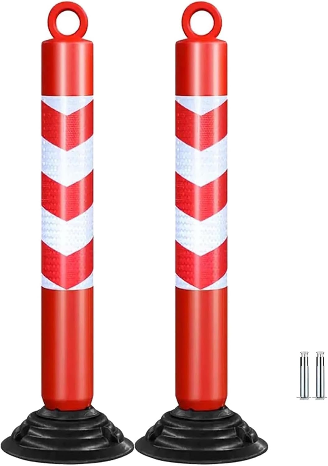 Flexible Traffic Cones with Reflective Band, Removable Delineator Posts, Parking Bollard for Construction, Parks & Streets, Visual Driveway Barrier