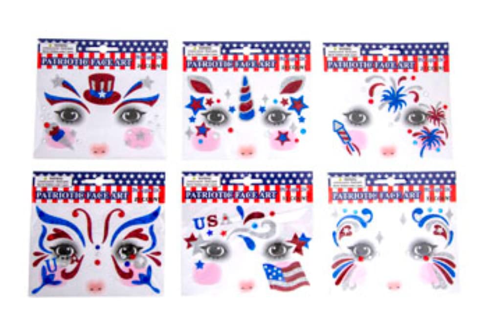 Patriotic Temporary Face Tattoos - 100 Pieces Glitter Face Art | Memorial Day 4th of July labor Day | Red White Blue Metallic Glitter | Election Party