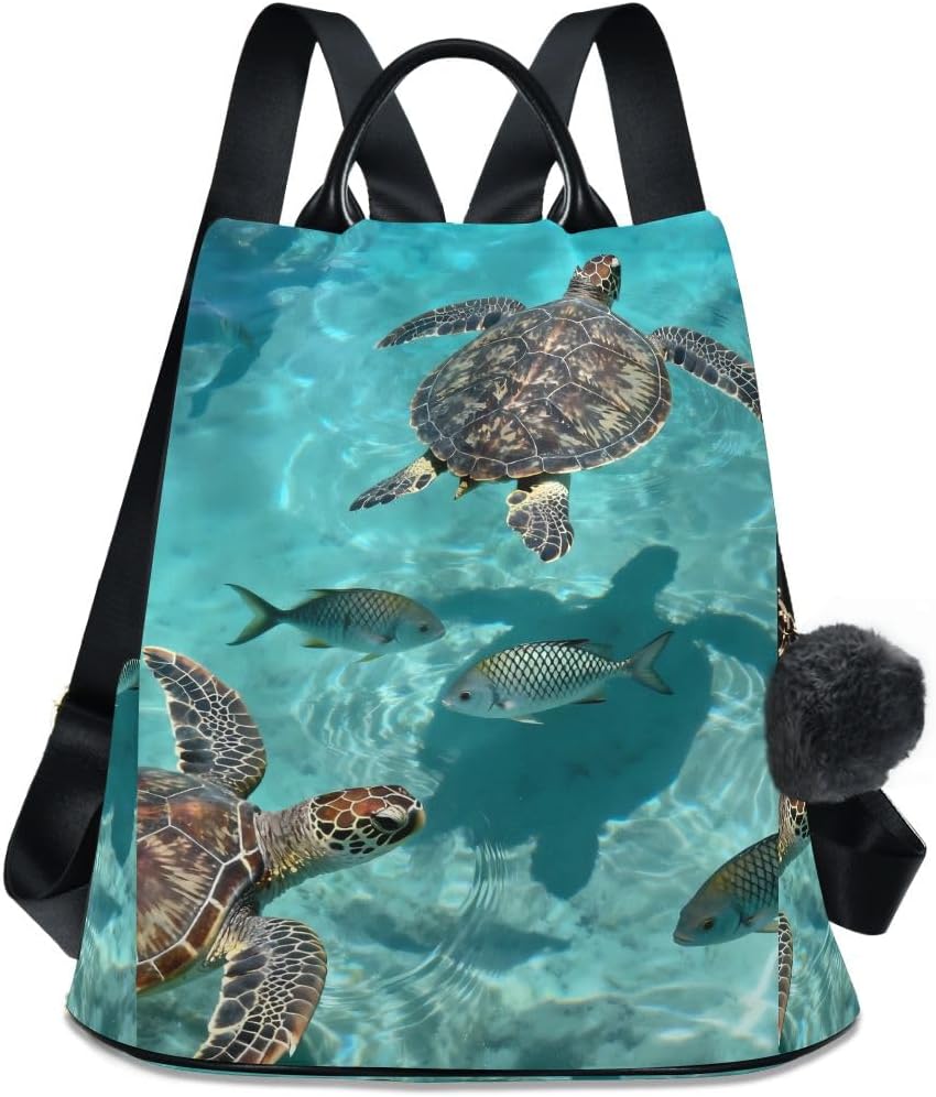 Turtles Fish Women Backpack Purse Fashion Anti Theft Travel Bag | Travel Back Pack Fashion Rucksack for Hiking Camping