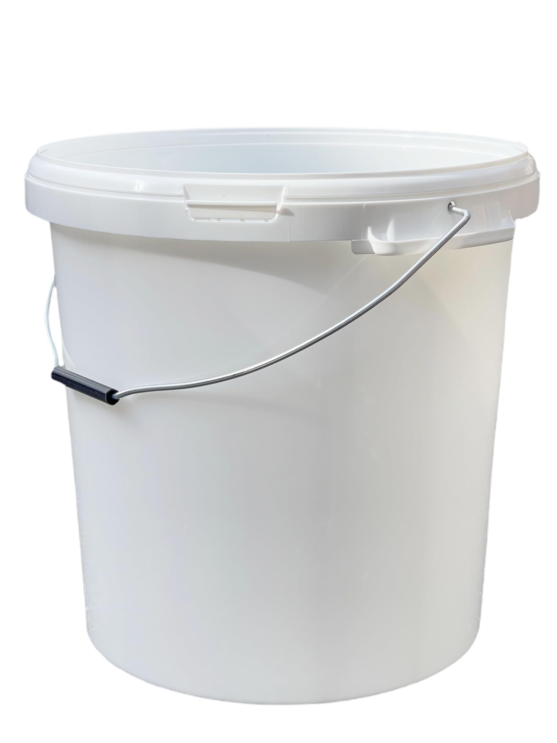 PowerChem Kunststoff-Eimer, 30 l, mit Griff und Deckel, strapazierfähig, lebensmittelecht, BPA-frei, Mehrzweck-Fermentation, Futtermittel, trockene Lebensmittel, flüssige Chemikalien, Hydrokultur