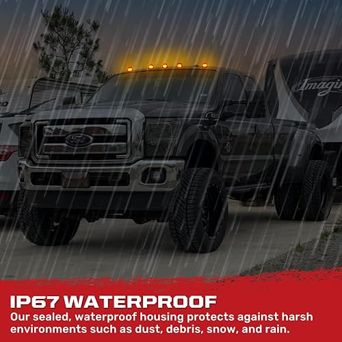 Miniatura 5 de RECON - Se adapta a 99-16 Super Duty (F250 F350 F450 F550) Luces de cabina de 5 piezas con lente transparente LED ámbar (ATTN: para modelos que no