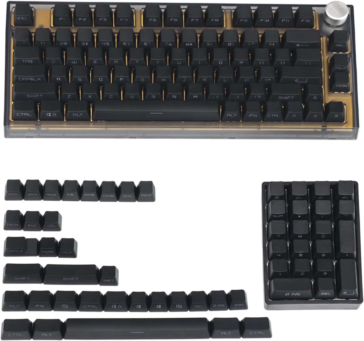 133 Key Black White PBT Double Shot Side-lit Shine Through Backlit keycaps OEM Profile for MX Mechanical Keyboard 108 96 87 NJ80 KBD67 ID80 84 68 64 (133 Key Black)
