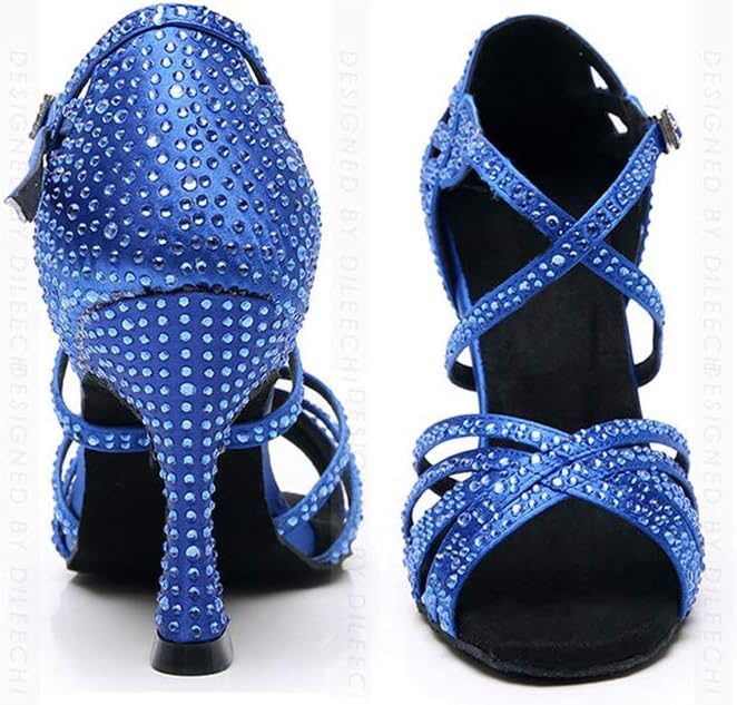 Women's Peep Toe Cross Strap Rhinestones Social Tango Ballroom Latin Modern Dance Shoes Wedding Party Sandals