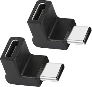 GELRHONR 90 Degree USB-C Male to Female Adapter,Up&Down Angle USB 3.1 Type C Gen 2 (10Gbps) Connector,Support Charging Data Transmission,for Laptop,Tablet,Mobile Phone-2Pack