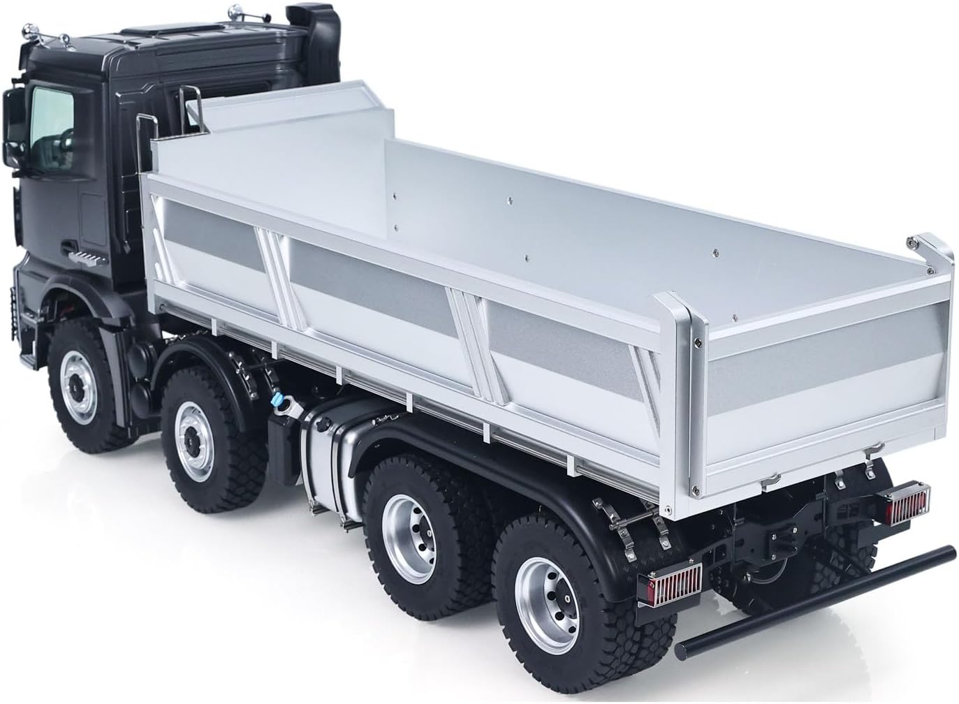 RTR Kabolite 8X8 1/14 RC Dump Truck K5703 Electric Lifting Remote Control Tipper Model 2Speed Gearbox Lights Sound System Hobby Grade Truck Model for Ages 14+(Grey)