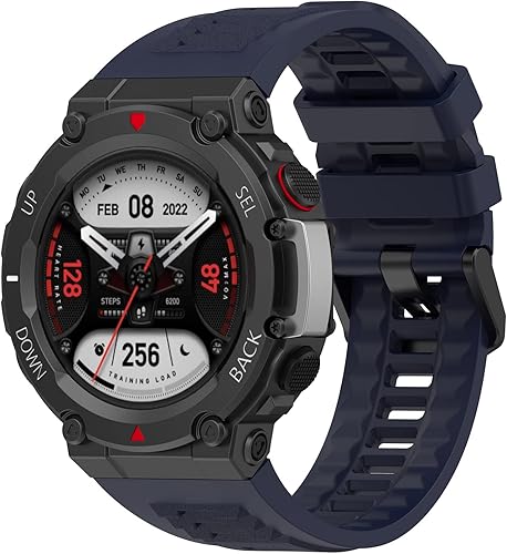 Miniatura 8 de TenCloud Paquete de 5 correas de repuesto compatibles con Amazfit T-Rex 2, correa de reloj inteligente resistente de silicona suave ajustable para