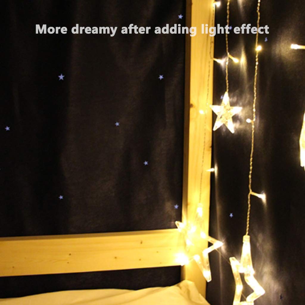 Simpatica Tenda a baldacchino Princess Hollow Stars Nera a 4 Angoli con Decorazione per Camera da Letto Come Cielo Stellato per Adulti, Ragazze, Ragazzi, Letto a baldacchino per Bambini (NER
