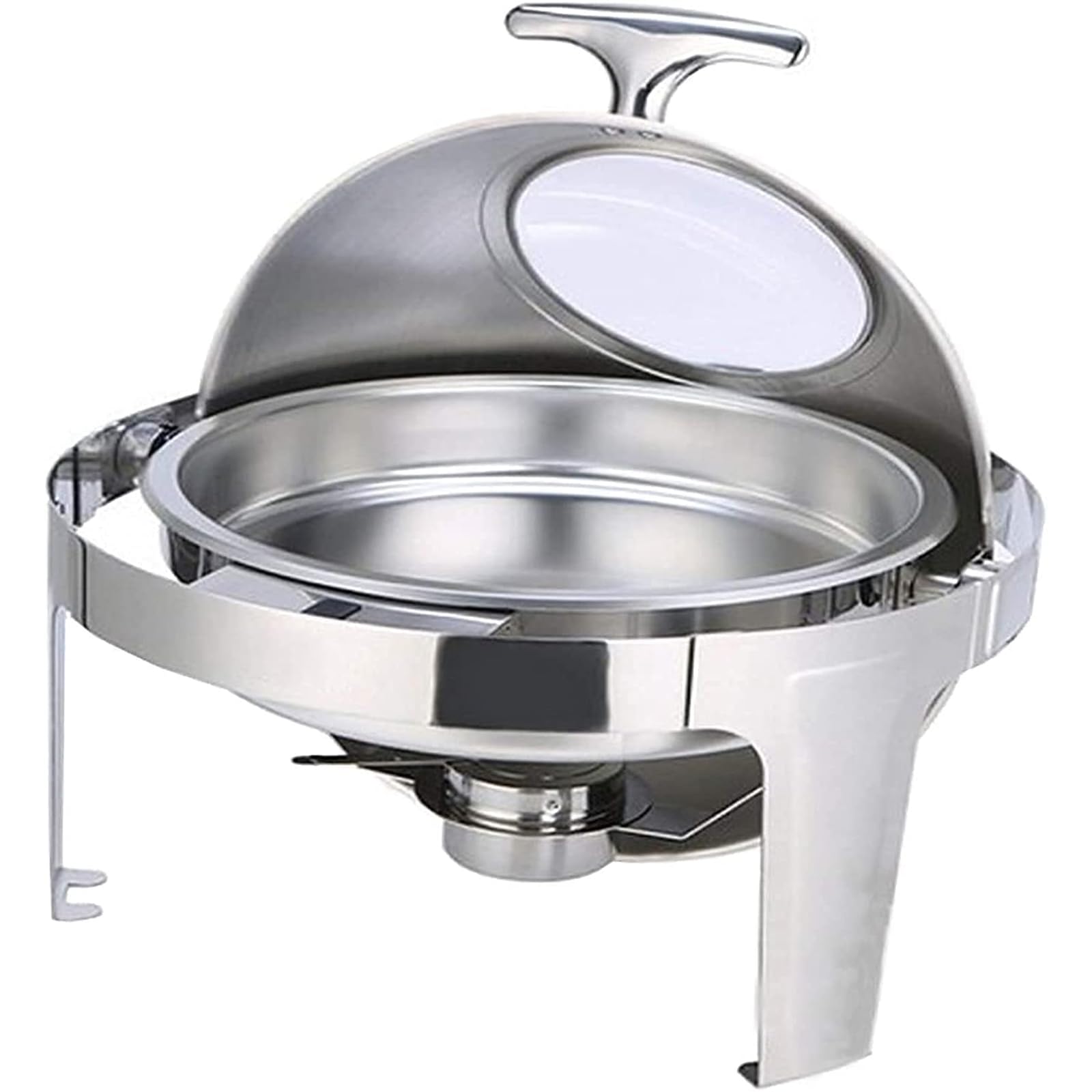 Juego De Buffet De Plato De Chafing De 6 L, Tapa Enrollable Redonda De Acero Inoxidable, Comida Comercial para Catering Servidores De Buffet Rodantes