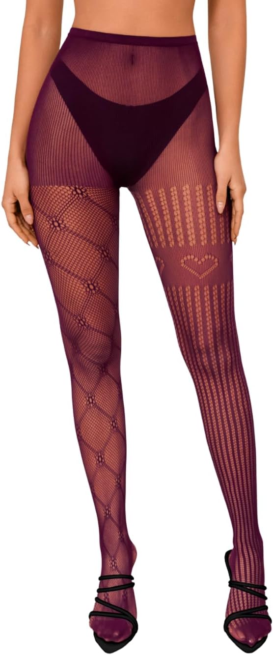 Patterned Tights For Women,Striped Pantyhose With Hearts,Fishnet Stockings Costume Party Festival