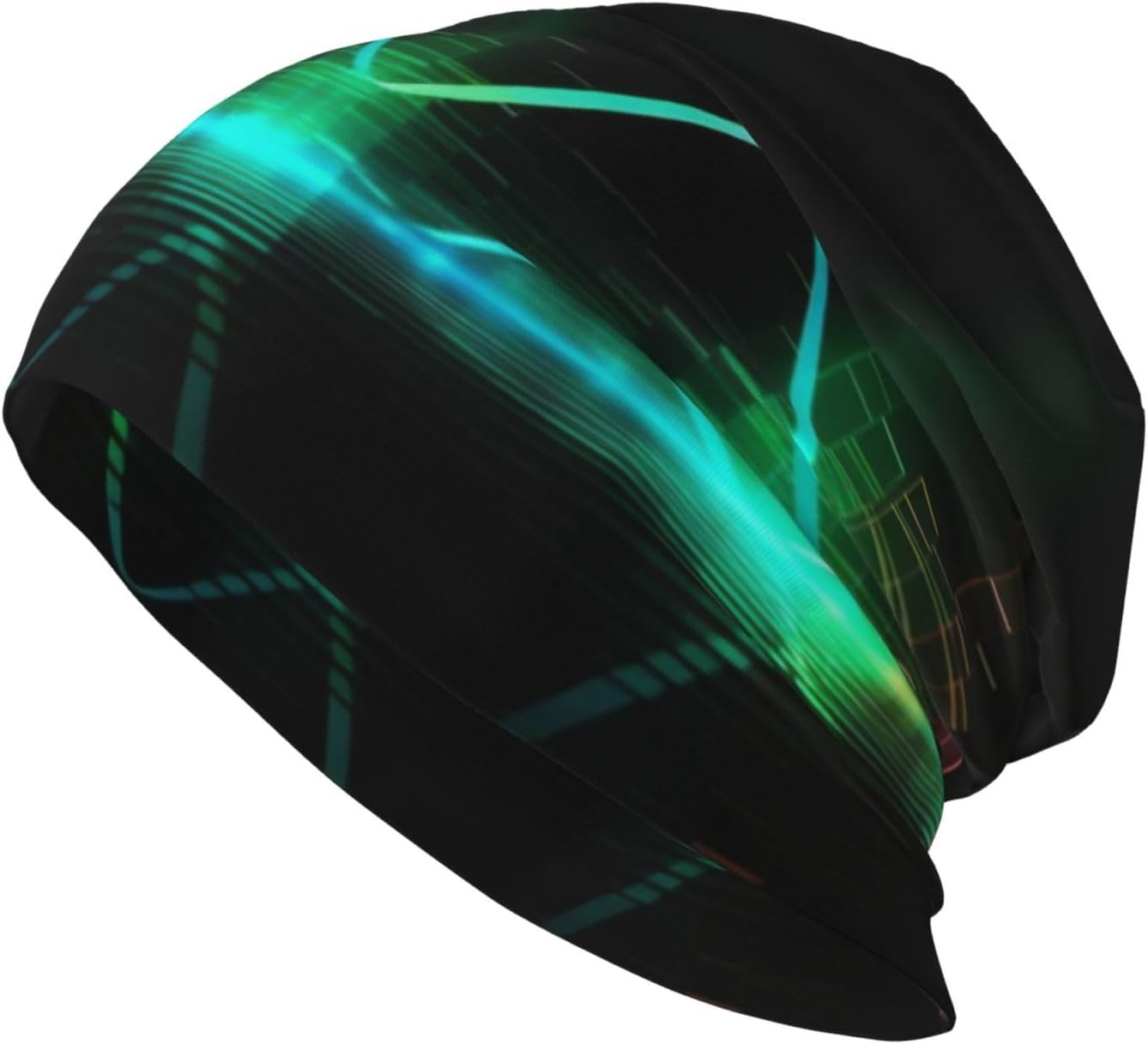 Cool Music Sound Wave Beanie for Women Men Slouchy Knit Cap Black