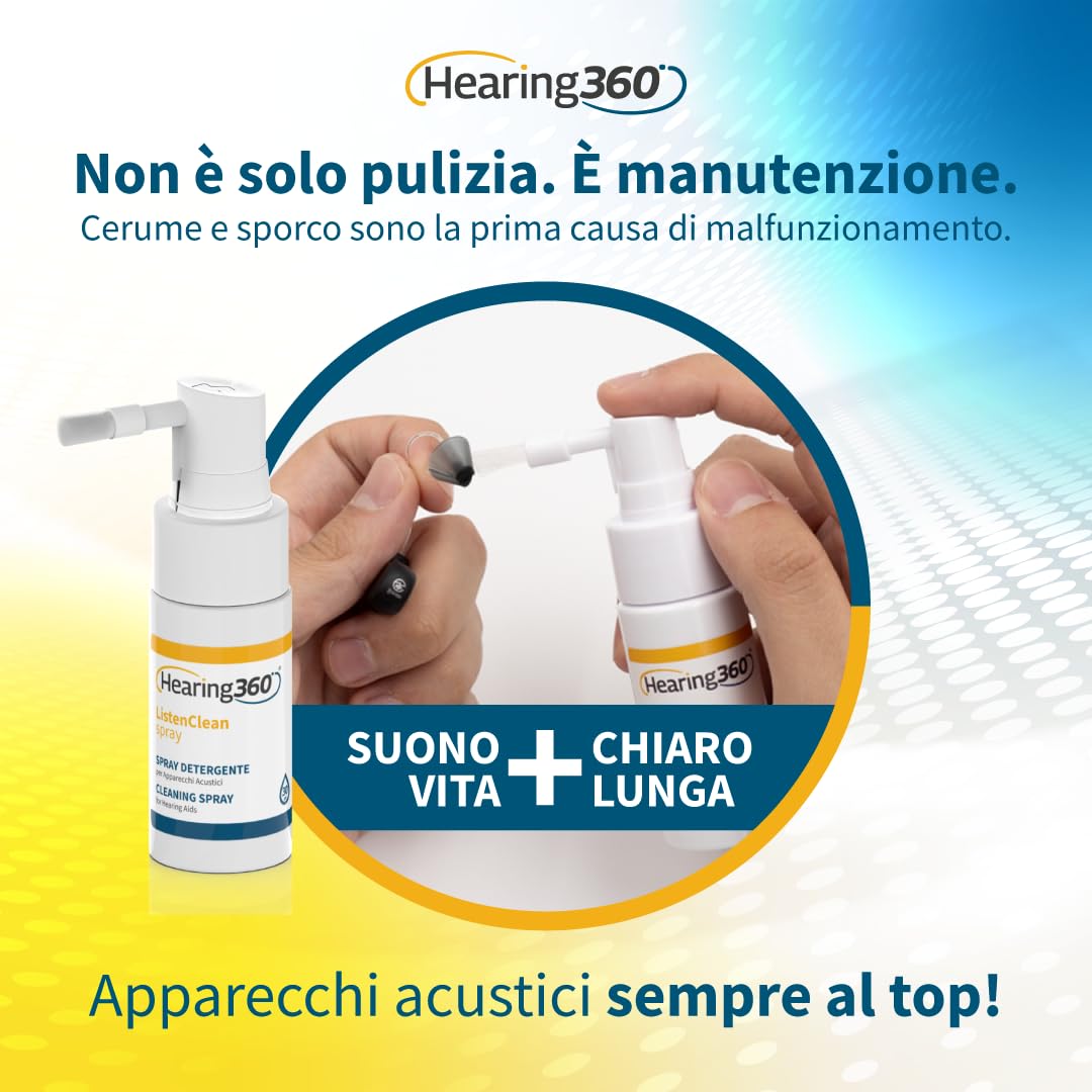 Spray Detergente Disinfettante per Apparecchi Acustici e cuffiette bluetooth con Spazzolino integrato 30 ml - Igienizza e disinfetta i tuoi apparecchi acustici in profondità e in sicurezza (6)