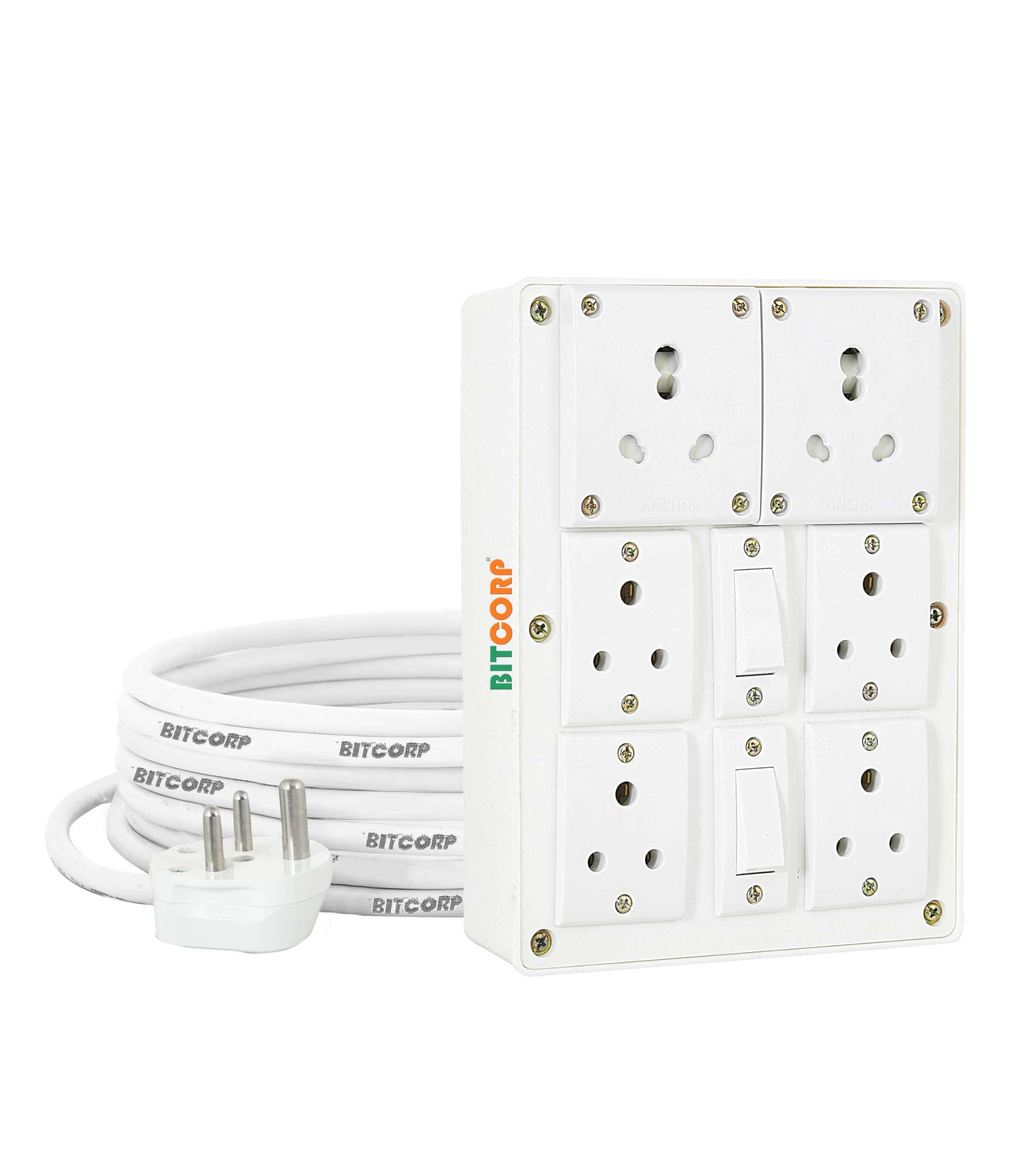 BITCORP 16A Power Extension Board with Switches with 6 Socket 2 Switch, 2500W, 4 Meter 1.5mm Electric Cord for Computer, Refrigerator, AC, TV, Home and Office Appliances-image-30