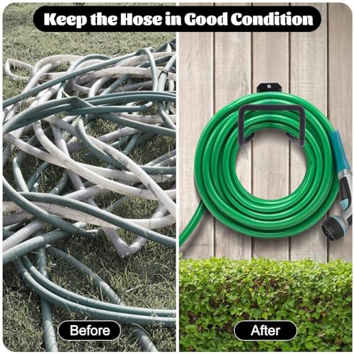 Image of 2 Pack Garden Hose Holder Wall Mounted, Heavy Duty Metal Water Hose Hanger