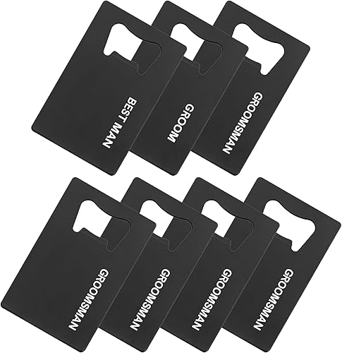 PartyGifts&beyond 7 piezas de regalos de despedida de soltero, abrebotellas, de acero inoxidable, tamaño de tarjeta de crédito, regalos de Gromsmen,