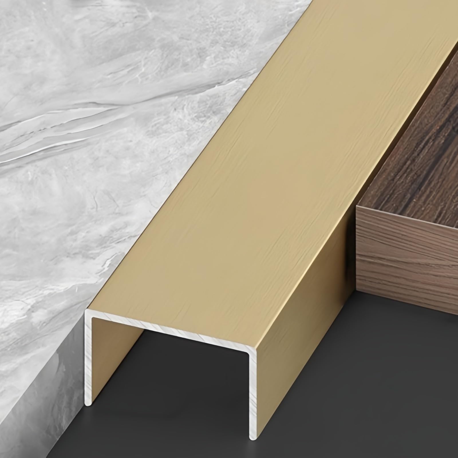 Coayuou Edging Strip 100cm* 3 Pcs U Channel Edge Trim Aluminum Floor Edging Edge Guard Protector For Smooth, Sharp Edges Perfect For Kitchen, Bathroom & Flooring Projects(Bronze,10mm) โ image 1