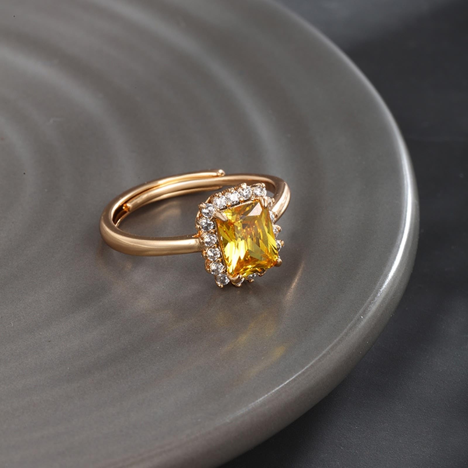 Bague solitaire en or blanc véritable 9 K/14 K/18 K - Bague de fiançailles ouverte