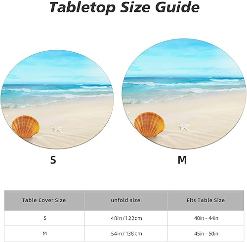 Miniatura 4 de Mantel redondo con diseño de estrella de mar ajustable elástico impermeable lavable para decoración de mesa para fiesta comedor picnic talla M