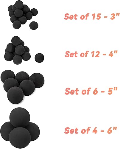 Miniatura 57 de Skyflame Juego de 6 bolas de fuego de cerámica, juego de 6 piedras redondas para fogatas o accesorios de chimeneas de interior y exterior, 5 Gris