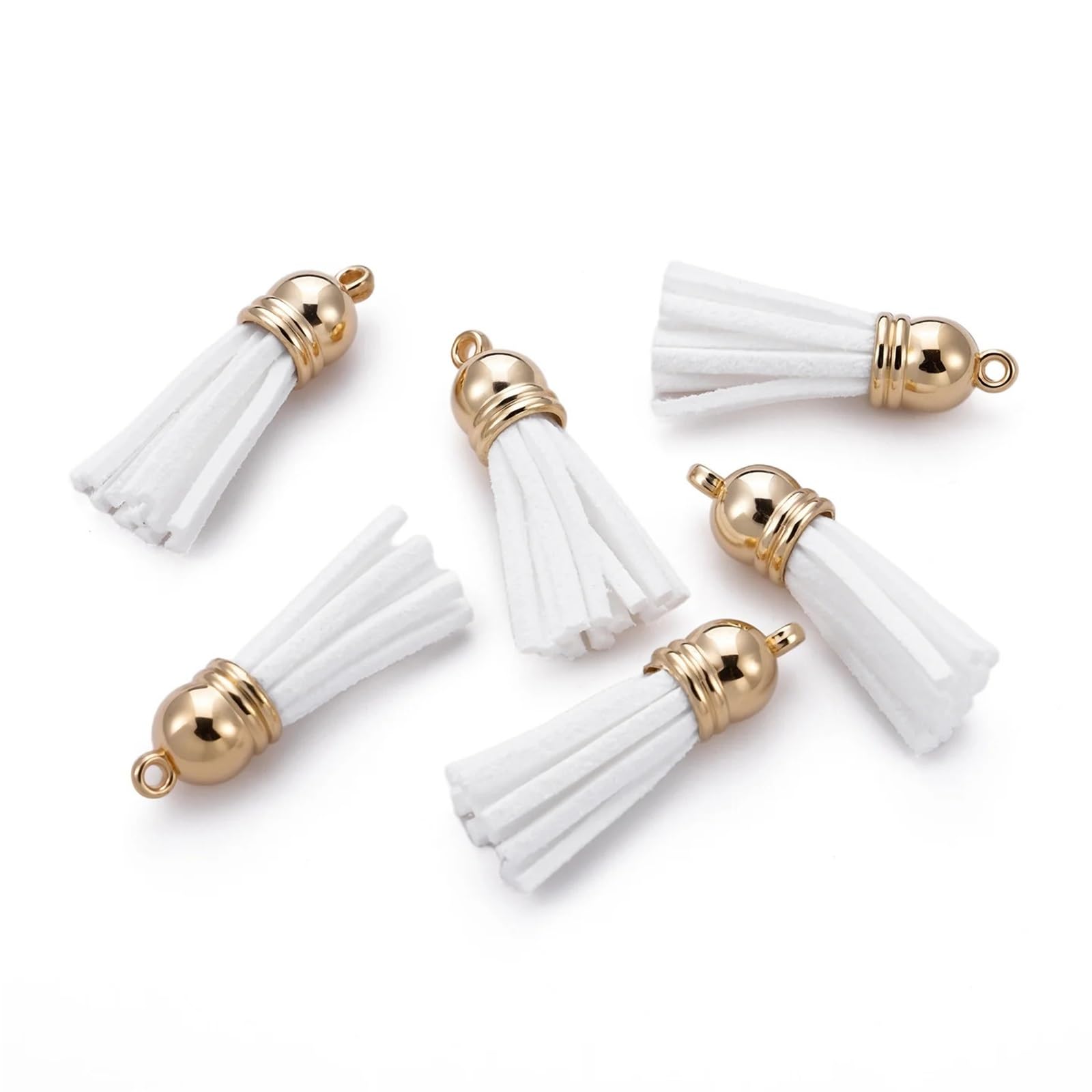 Suede Faux Leather Tassels 200 pcs/Lots Tassel Synthetic Suede Faux Leather Charms For DIY Keychain Earrings Necklace Bracelet Jewelry Making Supplies(White)