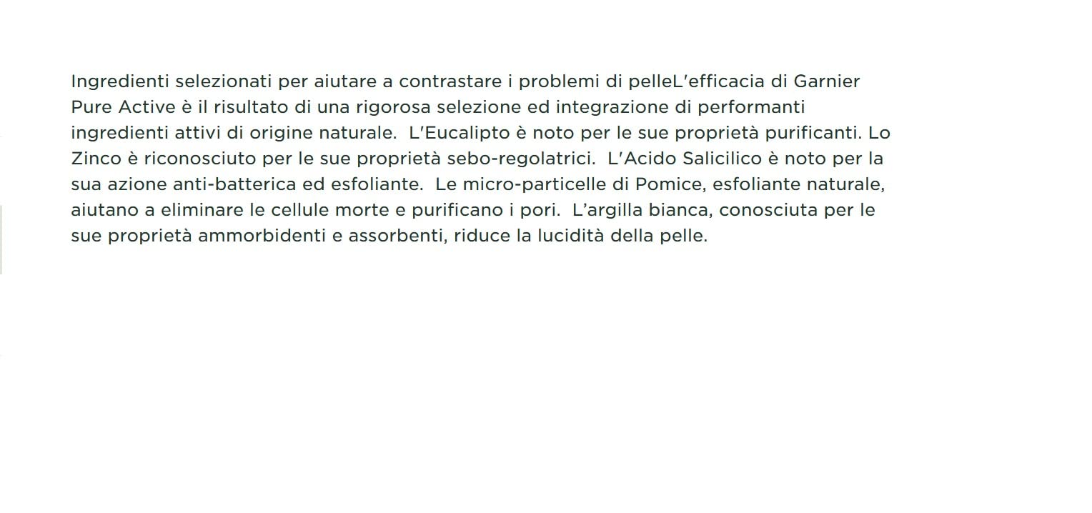 Garnier Pure Active Gel Detergente Purificante per Pelli Grasse o con Imperfezioni, 200 ml