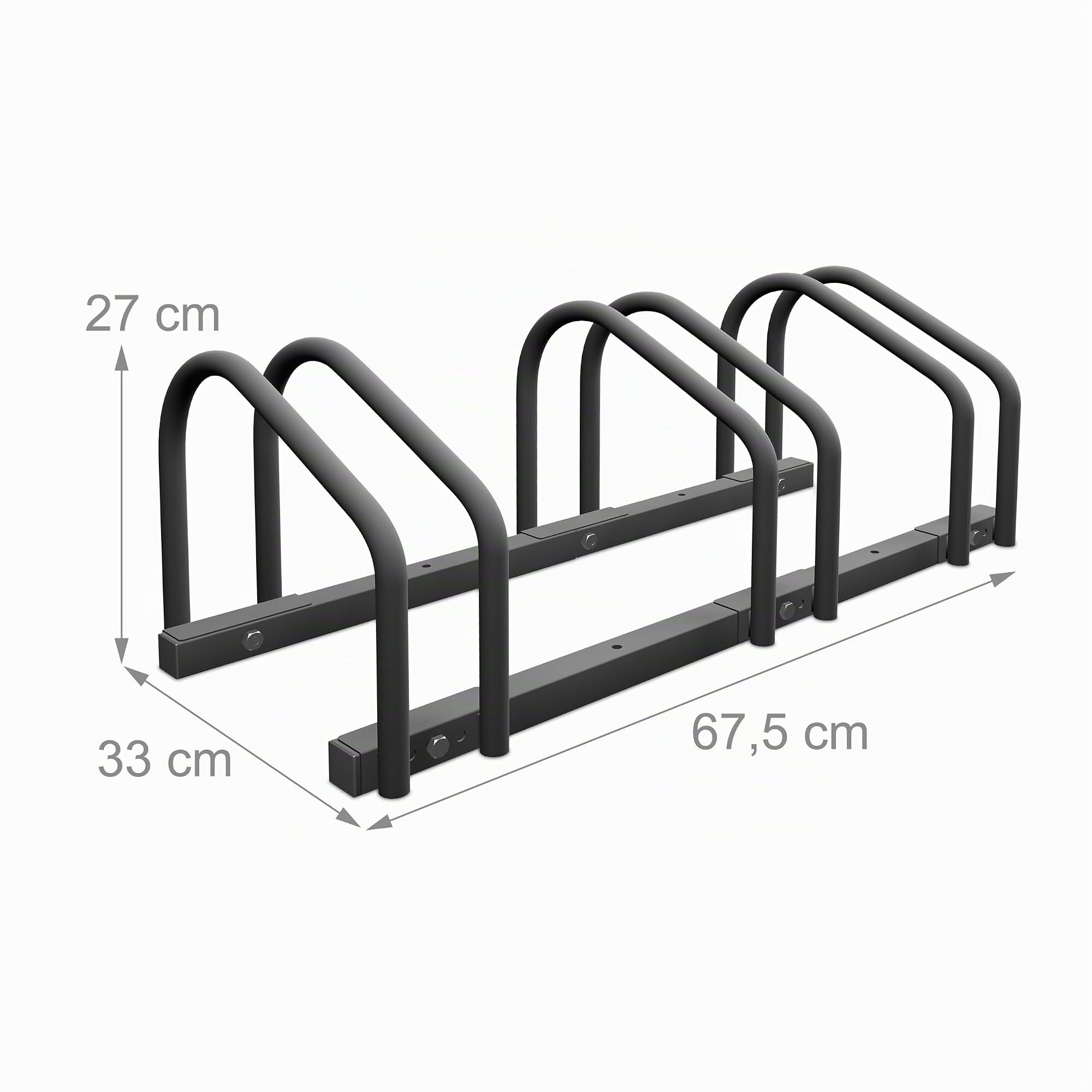 Relaxdays Soporte para Bicicletas de Suelo Triple, Aparcabicicletas de Acero, Ruedas de hasta 60 mm de Ancho, Antracita