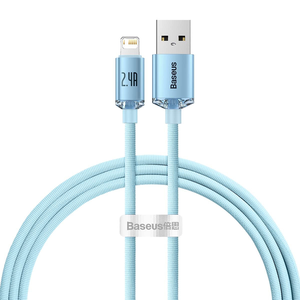 Baseus USB-A to Lightning Cable for iPhone Fast Charger 20W, Braided Nylon Lightning Cable For iPhone 14/14 Pro Max/14 Pro/13, iPad, 1.2m - Blue