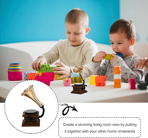 Miniatura 2 de ibasenice Gramófono de simulación - Discos de mesa Fotografía Adornment Player Play Doll Room Vintage Music Figurines