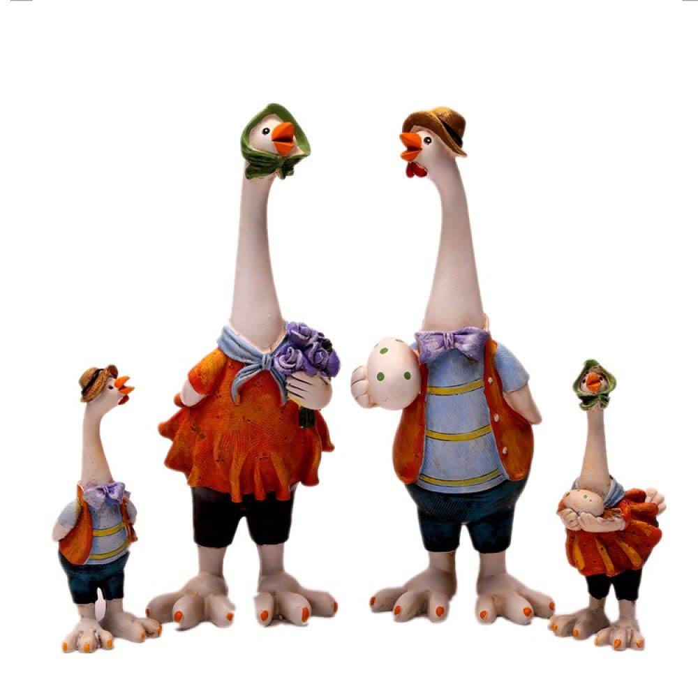Statue caneton en résine : lot de 4 figurines mignonnes pour déco maison et bureau
