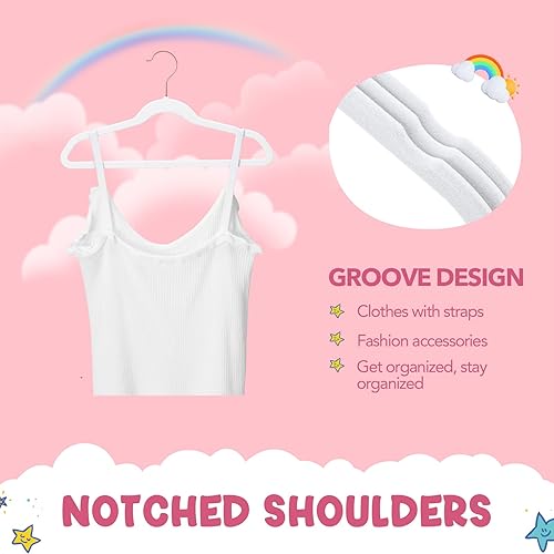 Miniatura 5 de House Day - Perchas prémium de terciopelo para niños (paquete de 60), con ganchos dorados, ahorro de espacio, ultradelgadas, antideslizantes, uso