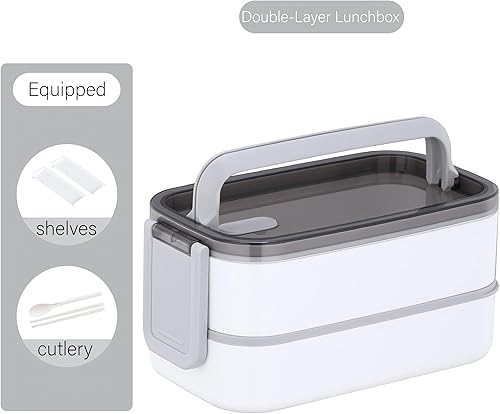 Miniatura 2 de Lonchera Bento de 2 capas aislada y apilable para adultos, hombres y mujeres, bolsa de almuerzo Oxford térmica grande a prueba de fugas de 10L para