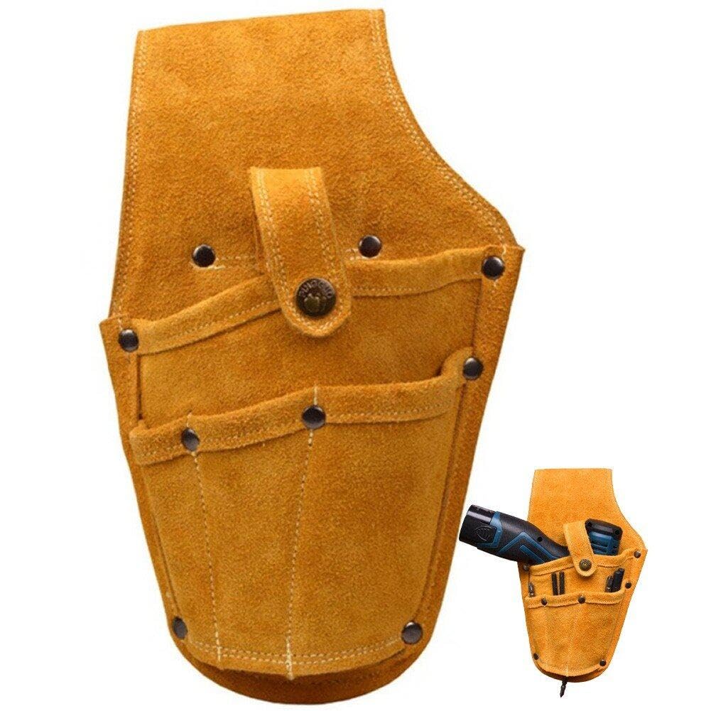 Hrippy Portable Waist Tool Bag Cowhide Tool Pouch Organiser Bag Durable Tool Bag Multi-pockets Tool Organisers for Technician