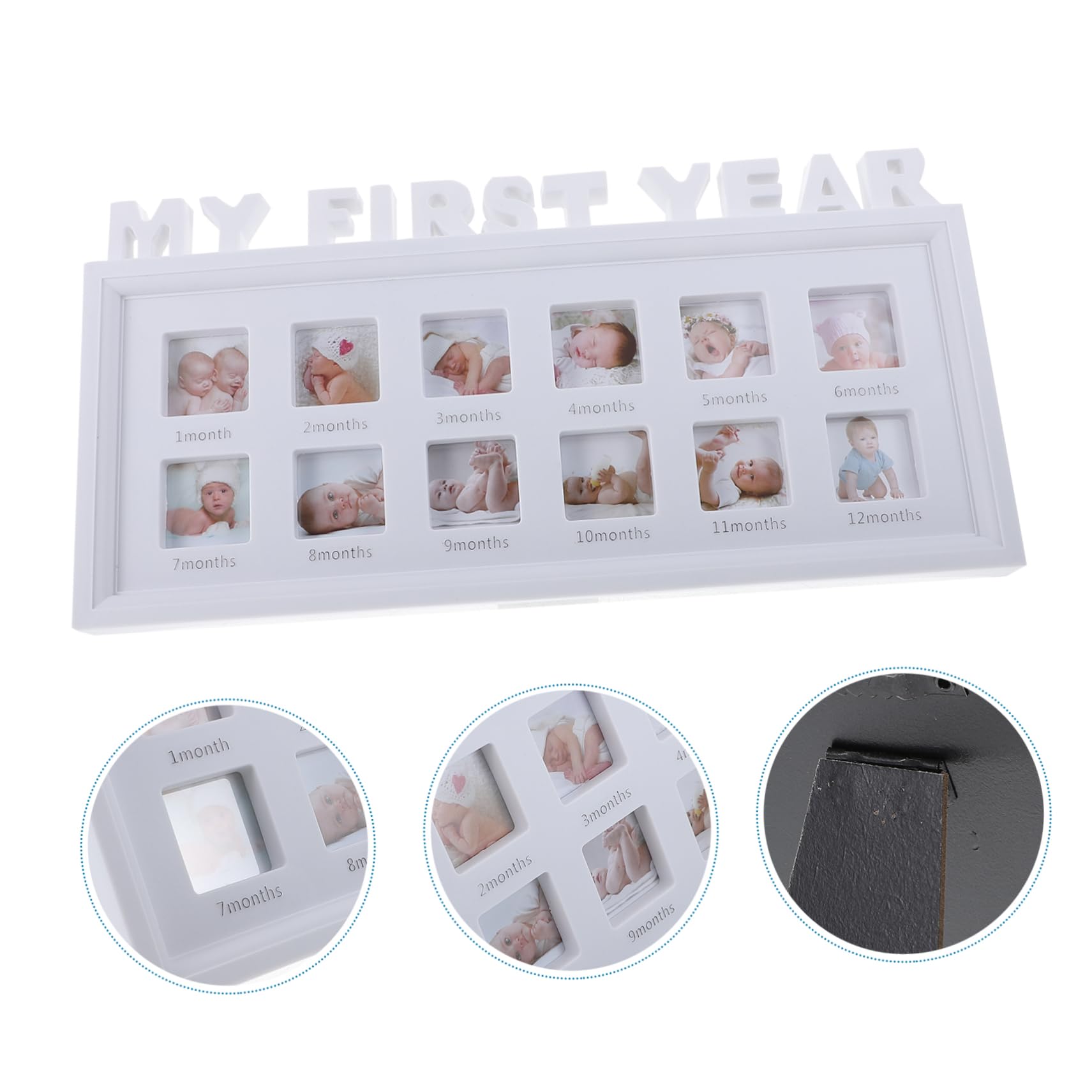 Toddmomy Unique Baby Photo Frame Keepsake Newborn 41x20cm Holds 12 Months Photos