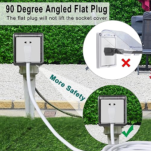 25FT 16Gauge White Outdoor Extension Cord - 90Degree Flat Plug Outdoor 3 Prong Extension Cord, Single SJTW Extension Cord,125V 13V 1625W Weatherproof Flexible Yard Extension Cord for Christmas Light by SPARKING - Used condition - Image 3