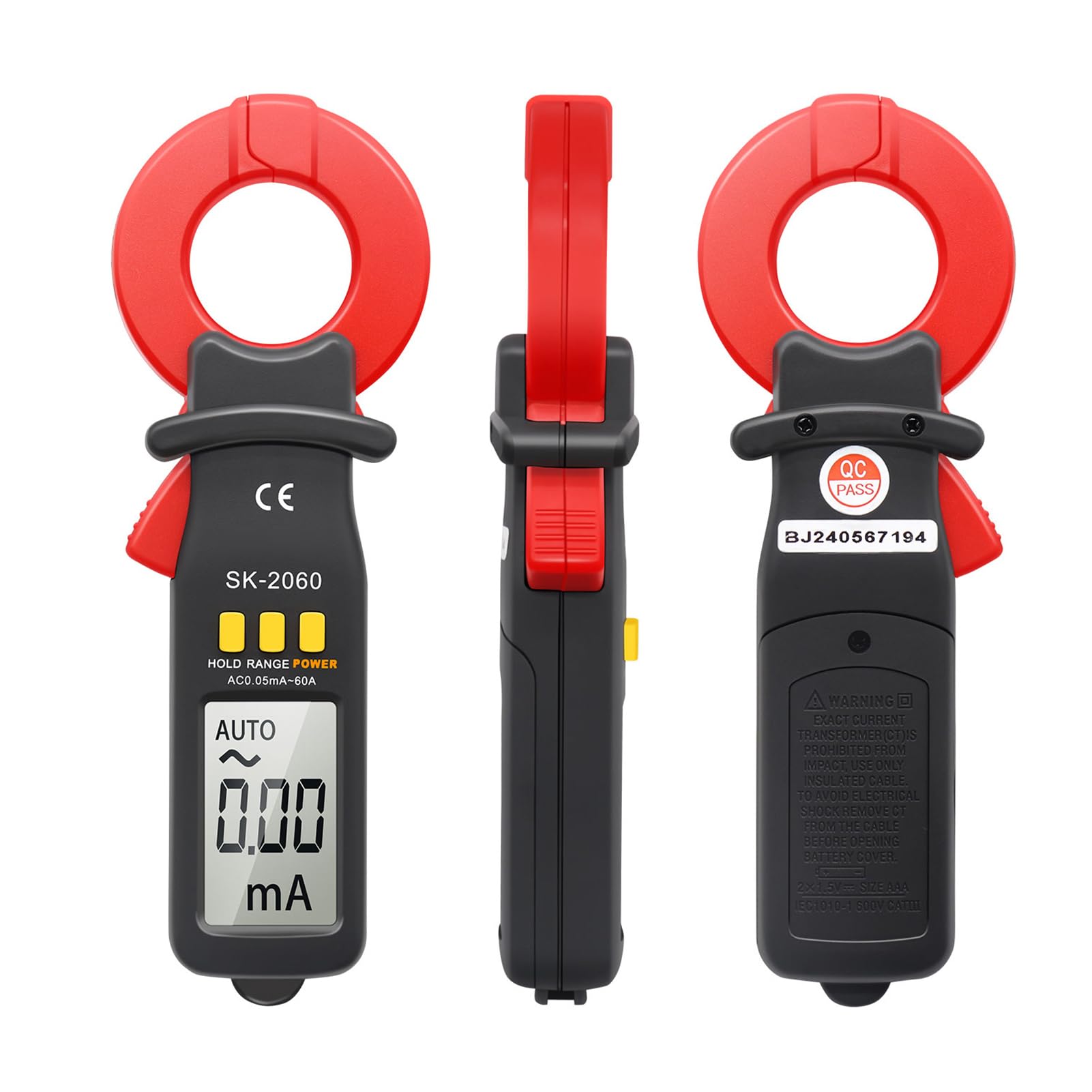 Fabater Testeur de Courant de Fuite, Pince Multimètre de Haute Précision pour les Mesures de Courant AC et DC, Stocke les Données pour les électriciens, Ampèremètre à Réglage Automatique pour les